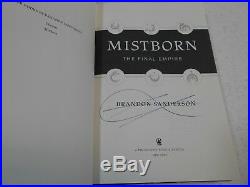 Mistborn by Brandon Sanderson, SIGNED, 1st Edition, HC / DJ, 2006