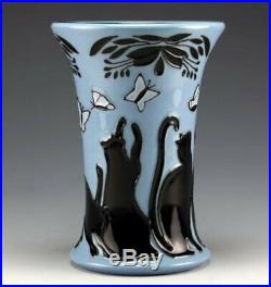 Moorcroft Lucky Black Cat Vase 158/6, Numbered Edition, Signed, 1st Quality