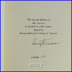 Mr. Citizen by President HARRY S. TRUMAN SIGNED Limited First Edition 1960