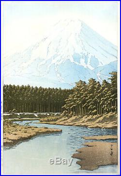 Mt. Fuji Seen from Oshino by Kawase Hasui ORIGINAL Woodblock Print 1st Edition