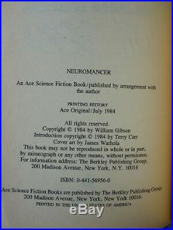 NEUROMANCER by William Gibson 1st PB Edition First Print, 1984, SIGNED by Author
