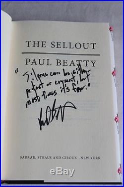 Paul Beatty,'The Sellout', US first edition 1/1 SIGNED and LINED, Booker winner