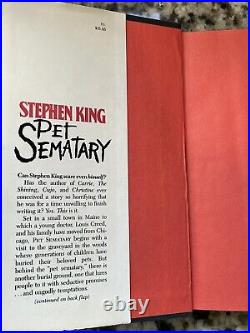 Pet Sematary SIGNED by STEPHEN KING First Edition 1st Printing 1983