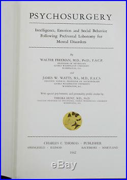 Psychosurgery WALTER FREEMAN & Watts SIGNED First Edition 1942 Lobotomy