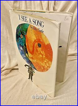 RARE FIRST Edition 1st SIGNED by Eric Carle I See a Song 1973 Crowell, NY. HC DJ