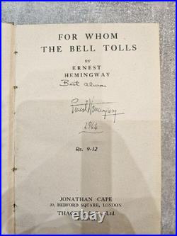 Rare Indian 1st Edition of For Whom the Bell Tolls signed by Ernest Hemingway