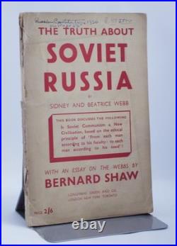 Rare Signed Beatrice Webb The Truth Behind Soviet Russia First Edition 1942
