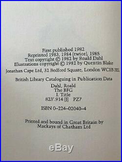 Roald Dahl The BFG UK First Edition 1985 SIGNED and INSCRIBED 1st Book