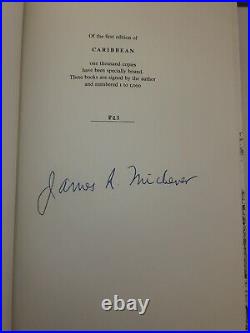 SIGNED Caribbean James Michener 1989 Limited First Edition Hardcover 823/1000