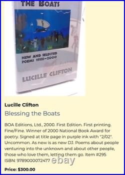 SIGNED LUCILLE CLIFTON Blessing The Boats First Edition Hardcover