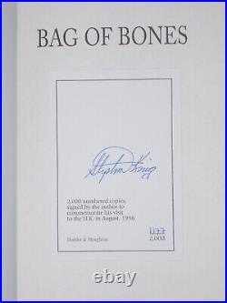 SIGNED/Ltd STEPHEN KING Bag of Bones (1998-1st) + Ticket Hardback, Horror