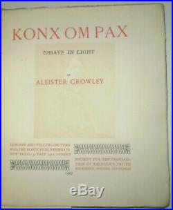 SIGNED & NUMBERED, 1907, First Edition, KONX OM PAX, by ALEISTER CROWLEY, OCCULT