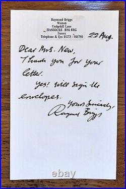 SIGNED RAYMOND BRIGGS PERSONAL NOTE + MINIATURE 1ST EDITION of FATHER CHRISTMAS