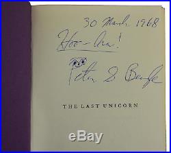 SIGNED The Last Unicorn PETER S. BEAGLE First Edition 1st Printing 1968