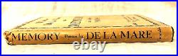 SIGNED Walter De La Mare Memory 1st/1st 1938 Constable, Original Jacket