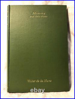 SIGNED Walter De La Mare Memory 1st/1st 1938 Constable, Original Jacket