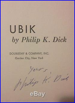SIGNED autographed Philip K Dick UBIK First Book Club Edition 1969