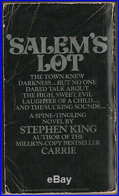 STEPHEN KING Salem's Lot AUTOGRAPHED Signed 1st PB Edition First Printing 1976