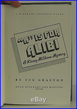 SUE GRAFTON A Is for Alibi SIGNED FIRST EDITION