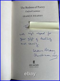 Seamus Heaney Signed 1st edition The Redress of Poetry Nobel Prize winner Oxford