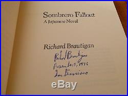 Signed First Edition Sombrero Fallout A Japanese Novel Richard Brautigan 1976
