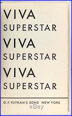 Signed First Edition Viva 1970 Superstar Andy Warhol Factory Film Star Novel