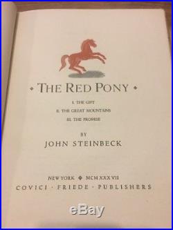Signed John Steinbeck The Red Pony 1937 Limited First Edition Rare Book
