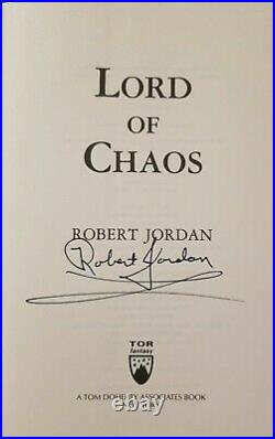 Signed Lord of Chaos Robert Jordan Wheel of Time 1st Trade Edition 1st Print HC