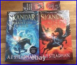 Skandar and the Unicorn Thief & Phantom Rider by A F Steadman SIGNED WATERSTONES