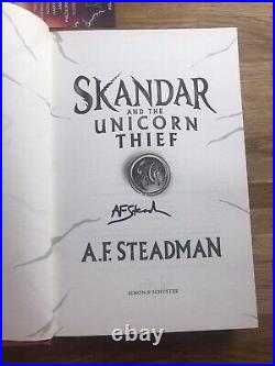 Skandar and the Unicorn Thief & Phantom Rider by A F Steadman SIGNED WATERSTONES