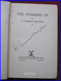 Somerset Maugham THE SUMMING UP (1938) First edition signed VERY RARE