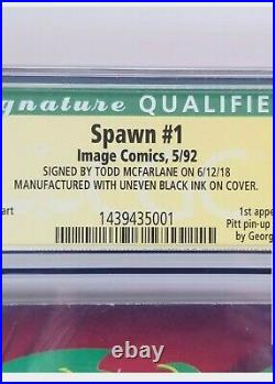 Spawn #1 Cgc 7.5 Error Uneven Black Ink Variant Signed Todd Mcfarlane! 1st App