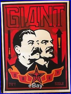 Stalin-Lenin Banner Shepard Fairey Signed AP VERY RARE First Edition-1998