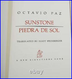 Sunstone / Piedra de Sol by OCTAVIO PAZ SIGNED Limited First Edition 1991 1st