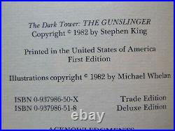 THE DARK TOWER THE GUNSLINGER Stephen King SIGNED 1st edition hc fine