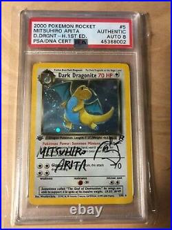 Team Rocket Dark Dragonite PSA Auto Arita Sign/sketched Pokemon Card