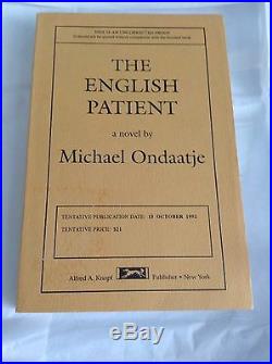 The English Patient Michael Ondaatje Signed Uncorrected Proof ARC 1st Edition