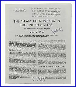 The Flap Phenomenon by JOHN KEEL SIGNED First Edition 1989 1st Fortean UFO