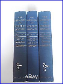 The Memoirs of Herbert Hoover 2 Volumes SIGNED Complete Set First Edition