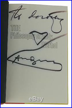 The Philosophy of ANDY WARHOL SIGNED Association First Edition 2nd Print 1975