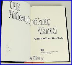 The Philosophy of ANDY WARHOL SIGNED First Edition 1975 Pop Art 1st Printing