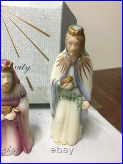Vintage Fenton Glass Hand Painted First Edition 3 Piece Nativity The Wise Men