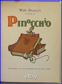 WALT DISNEY Walt Disney's Version of Pinocchio FIRST EDITION INSCRIBED BY DISNEY
