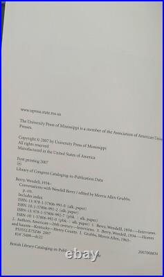 Wendell Berry Conversations Signed First Edition