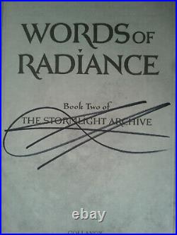 Words of Radiance by Brandon Sanderson (Hardback, 2014) Signed First Edition
