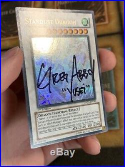 Yugioh Stardust Dragon TDGS-EN040 Ghost Rare 1ST EDITION SIGNED BY GREG ABEEY